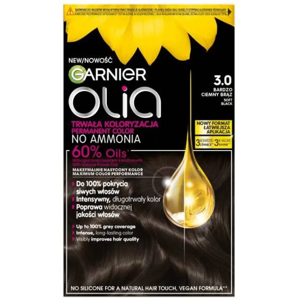 Garnier Olia farba do włosów 3.0 Bardzo Ciemny Brąz