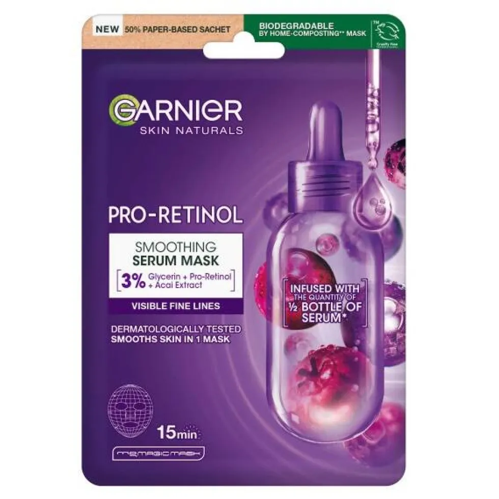 Garnier Pro-Retinol wygładzająca serum-maska na tkaninie 22g