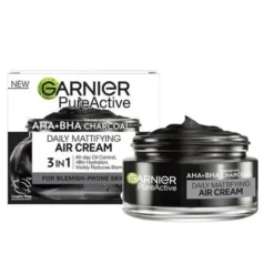 Garnier Pure Active lekki krem matujący AHA + BHA + Węgiel 50ml