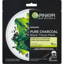 Garnier Pure Charcoal Black Tissue Mask oczyszczająca maska na tkaninie z węglem 28g