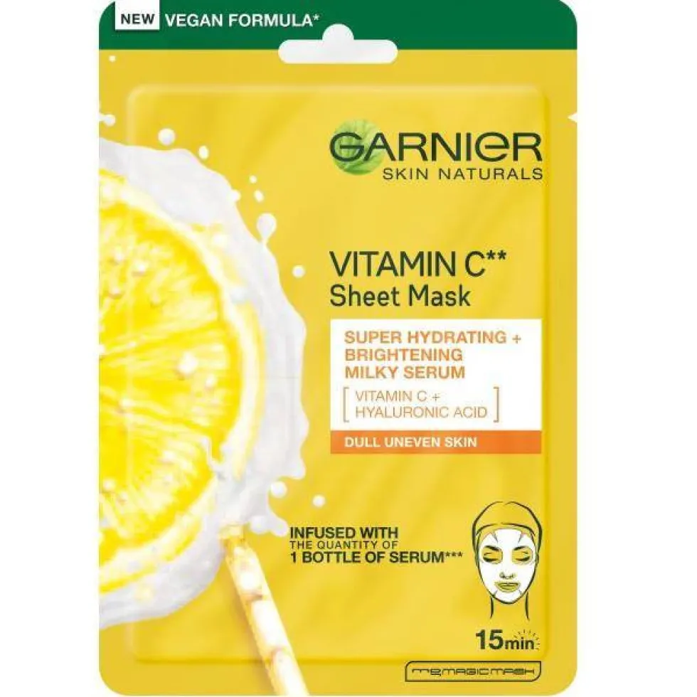 Garnier Skin Naturals Vitamin C Sheet Mask nawilżająca maska na tkaninie z witaminą C 28g