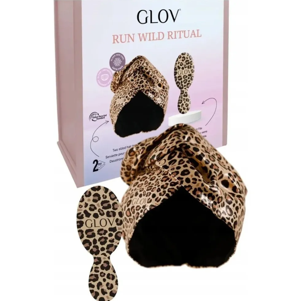 Glov Run Wild Ritual Set turban do włosów + pumeks do stóp Panterka