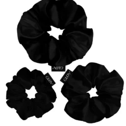 Glov Satin Scrunchies gumki do włosów S/M/L Black 3szt