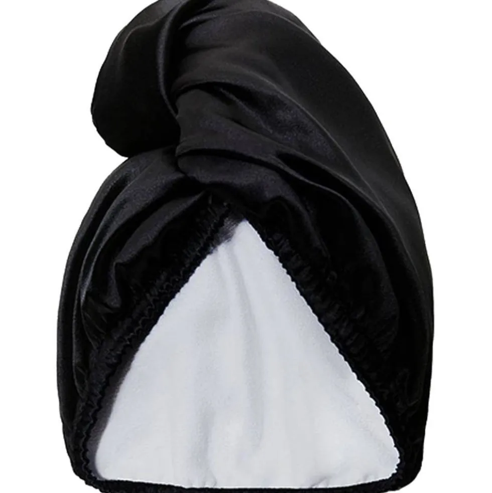 Glov Satin Towel Wrap dwustronny turban satynowy do włosów Black