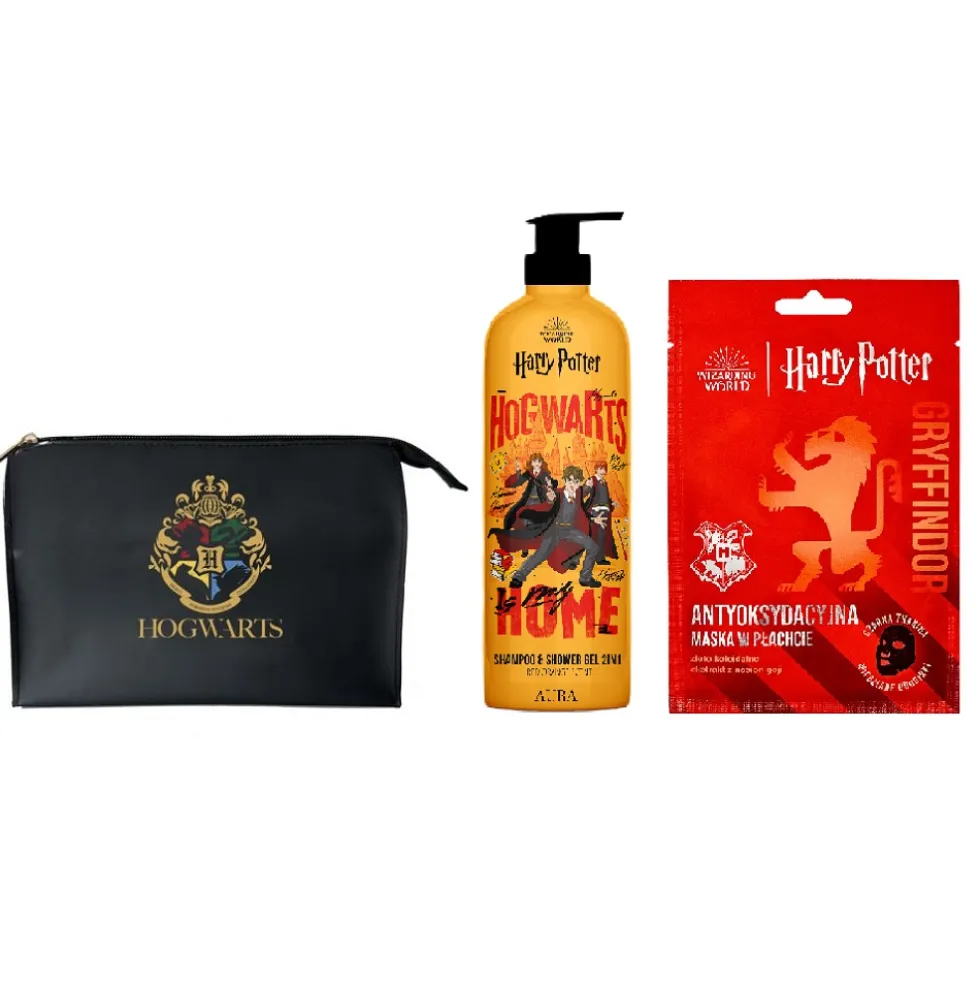 Harry Potter Zestaw żel pod prysznic 500ml + antyoksydacyjna maska w płachcie 20ml + kosmetyczka