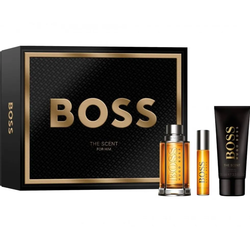 Hugo Boss Boss The Scent For Man zestaw woda toaletowa spray 100ml + woda toaletowa spray 10ml + żel pod prysznic 100ml