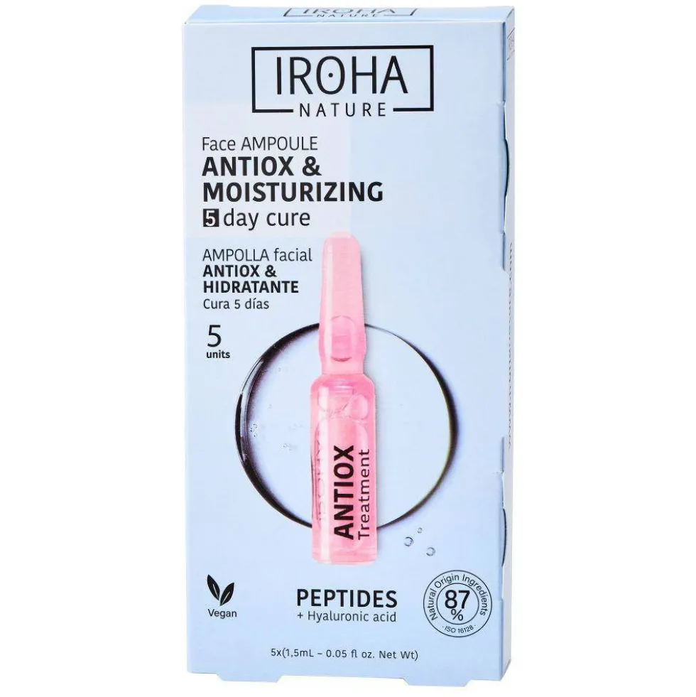 IROHA nature Peptides Antiox Face Ampoule antyoksydacyjno-nawilżające ampułki do twarzy z peptydami 5x1.5ml