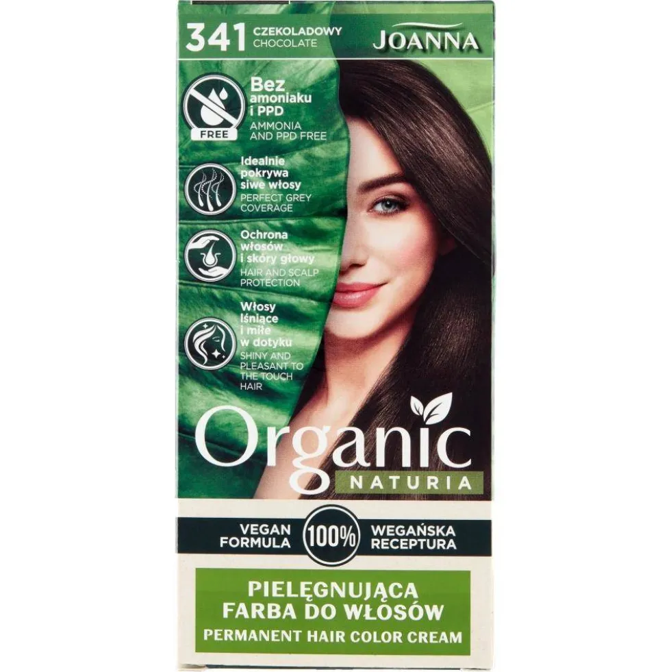 Joanna Naturia Organic pielęgnująca farba do włosów 341 Czekoladowy