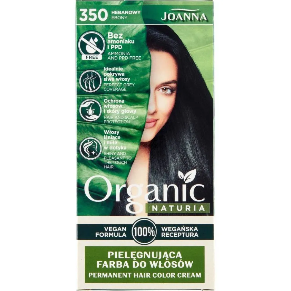 Joanna Naturia Organic pielęgnująca farba do włosów 350 Hebanowy