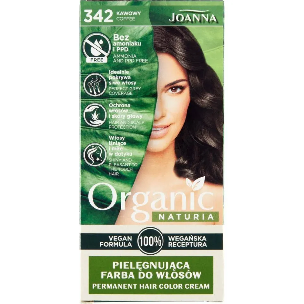 Joanna Naturia Organic pielęgnująca farba do włosów 342 Kawowy