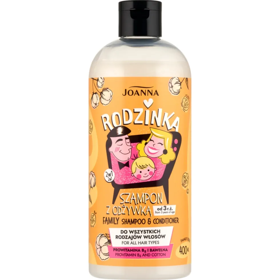 Joanna Rodzinka szampon z odżywką prowitamina B5 i bawełna 400ml