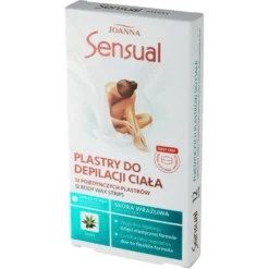 Joanna Sensual plastry do depilacji ciała Aloes 12szt + tubka z oliwką łagodzącą podrażnienia 10ml