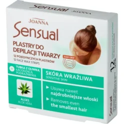 Joanna Sensual plastry do depilacji twarzy Aloes 12szt + tubka z oliwką łagodzącą 10ml