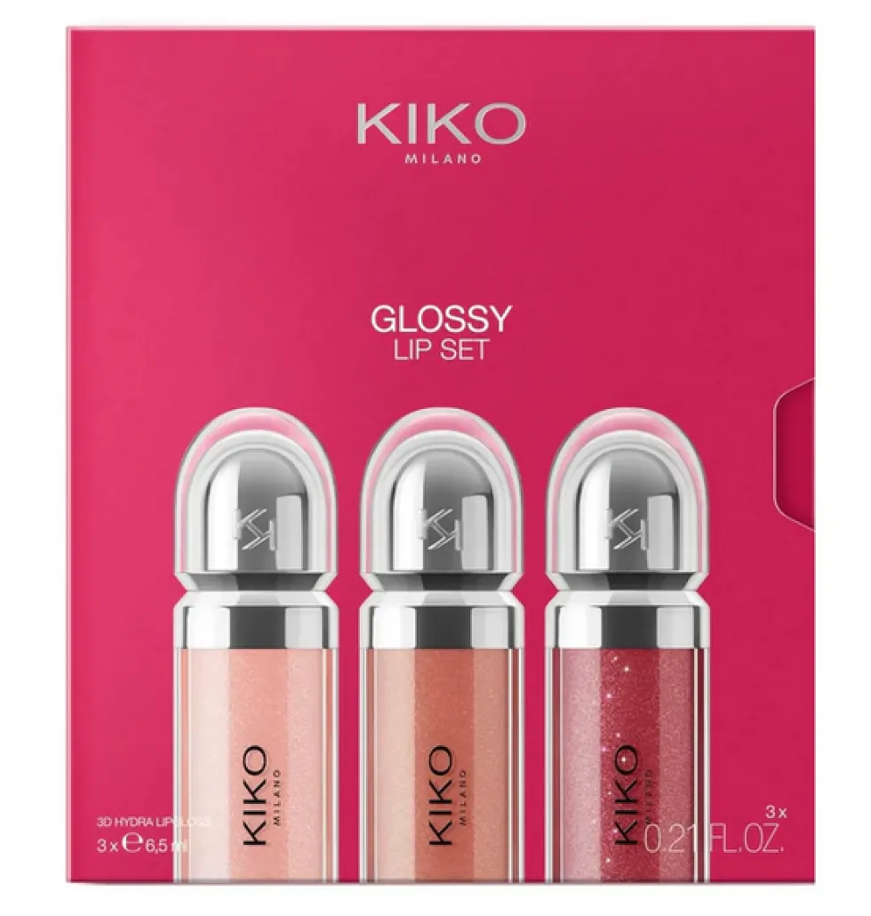 KIKO Milano Glossy Lip Set 03 zestaw trzech nawilżających błyszczyków do ust z efektem objętości 3D 3x6.5ml