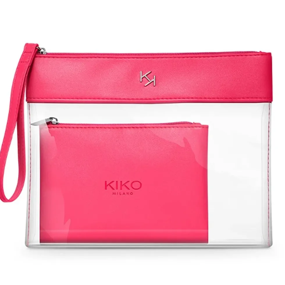 KIKO Milano Transparent Beauty Case przezroczysta kosmetyczka z wewnętrzną saszetką 002 Fuchsia