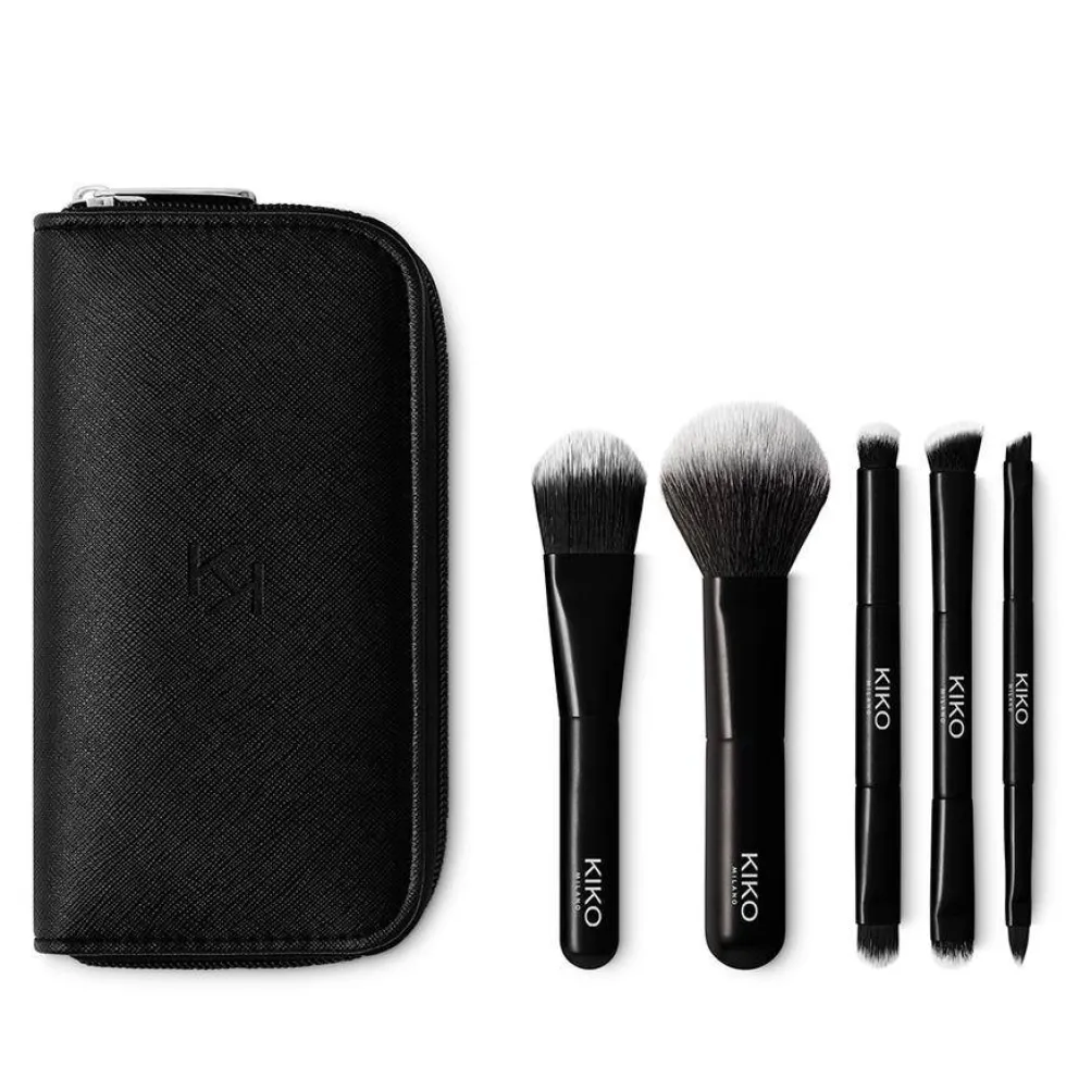 KIKO Milano Travel Brush kosmetyczka podróżna z 5 profesjonalnymi pędzlami
