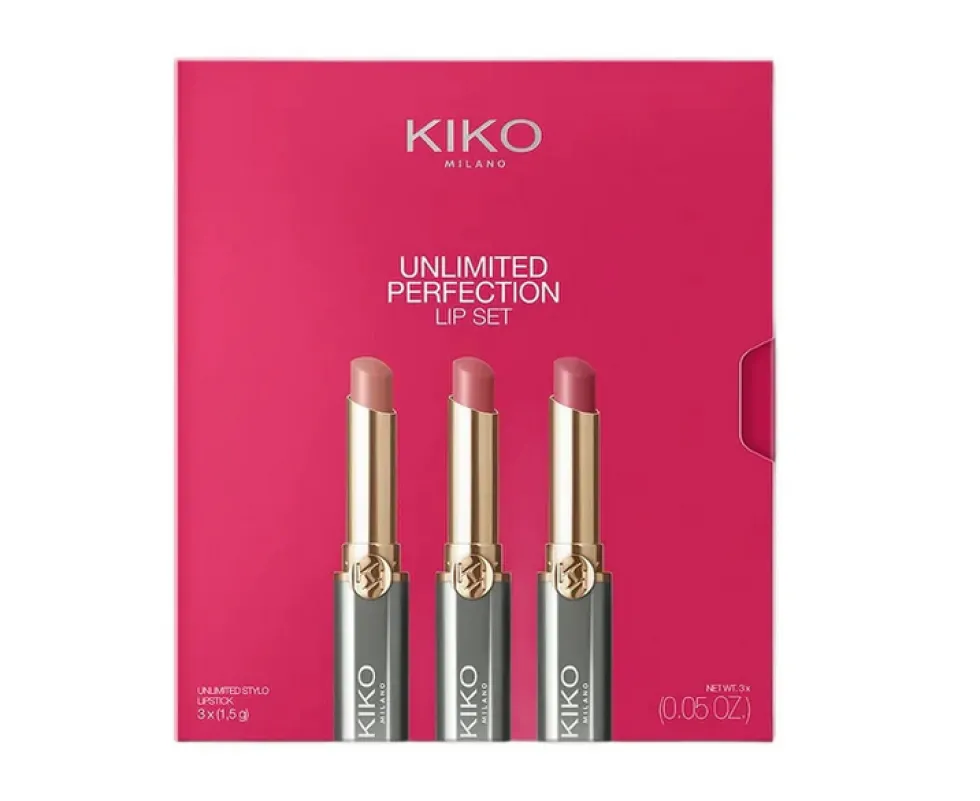 KIKO Milano Unlimited Perfection Lip Set zestaw kremowych pomadek o dużej trwałości 01 Nude Aura 3x1.5g