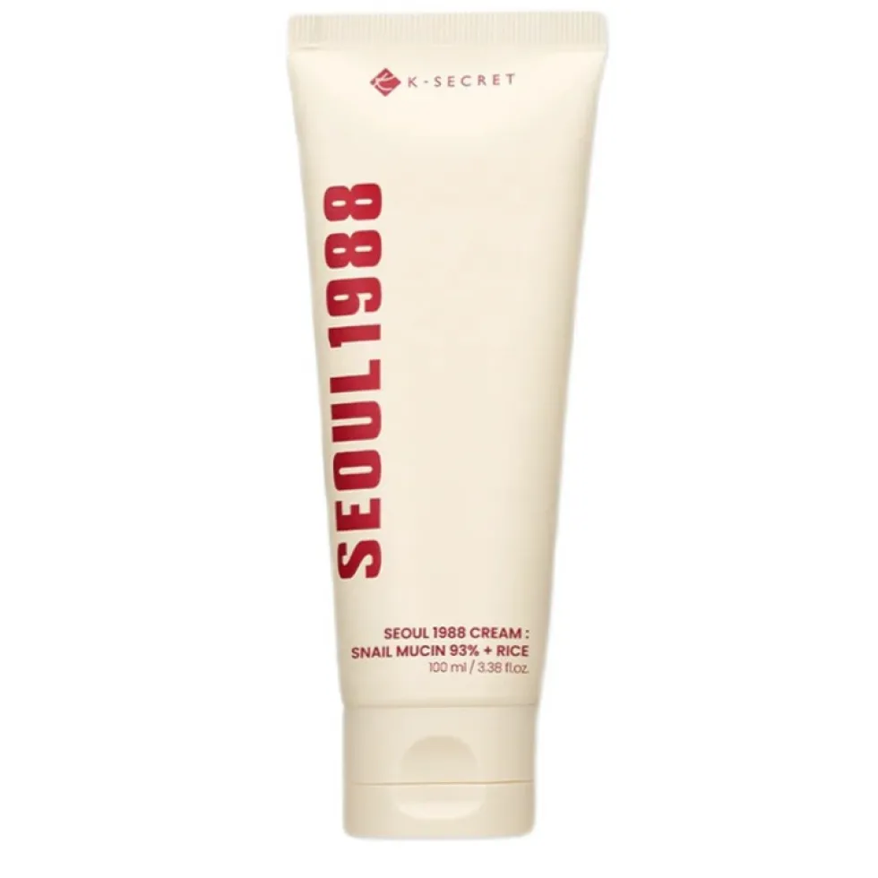 K-SECRET Seoul 1988 Snail Mucin 93% Cream łagodzący krem do twarzy z filtratem ze śluzu ślimaka i ryżem 100ml
