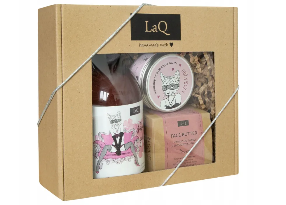 LaQ Kocica zestaw żel pod prysznic 500ml + mus do mycia twarzy 100ml + masełko o twarzy 50ml