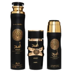 Lattafa Asad zestaw woda perfumowana 100ml + DEO 200ml + odświeżacz powietrza 300ml