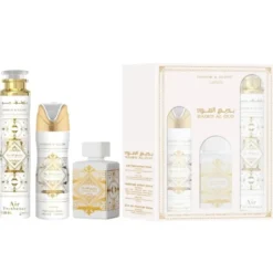 Lattafa Bade'e Al Oud Honor & Glory zestaw woda perfumowana spray 100ml + dezodorant spray 200ml + odświeżacz powietrza 300ml