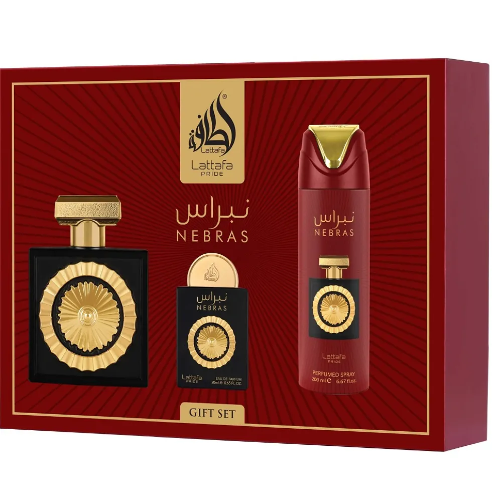 Lattafa Nebras woda perfumowana 100ml + woda perfumowana 20ml + dezodorant 200ml