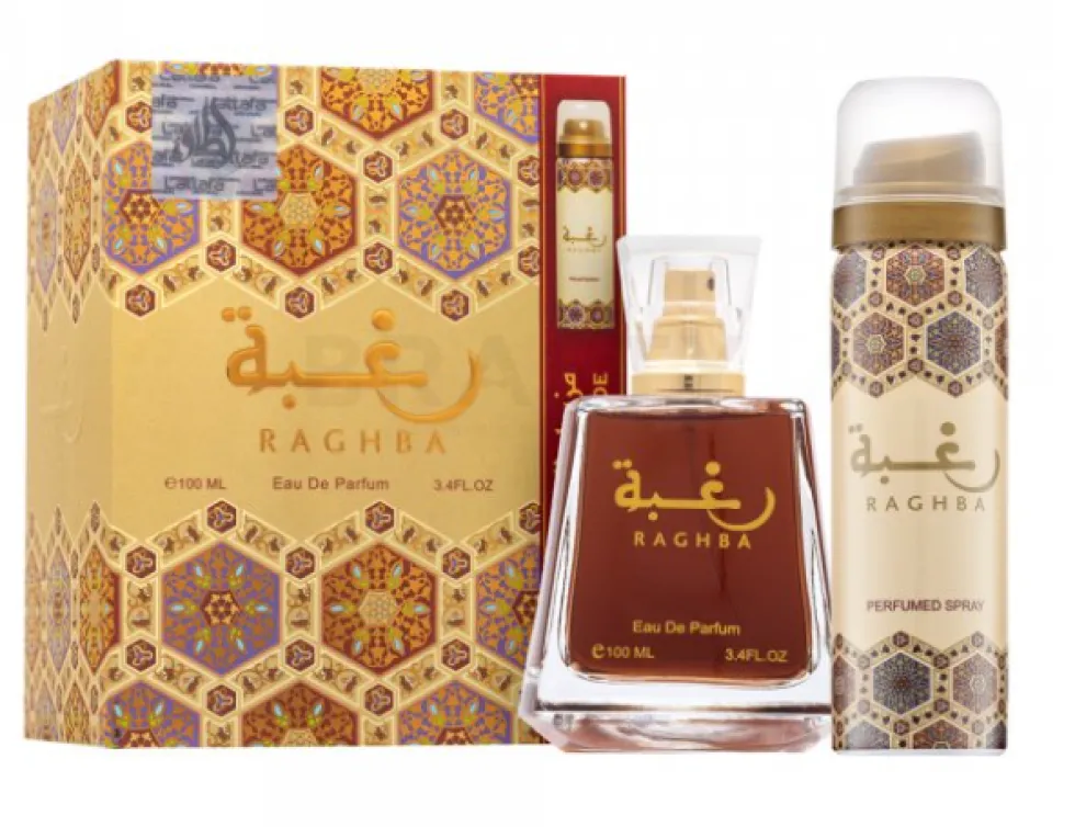 Lattafa Raghba zestaw woda perfumowana spray 100ml + dezodorant spray 50ml