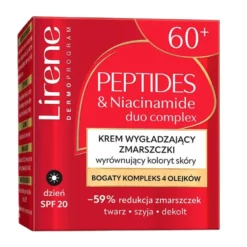 Lirene Peptides & Niacinamide krem wygładzający zmarszczki wyrównujący koloryt skóry na dzień 60+ 50ml
