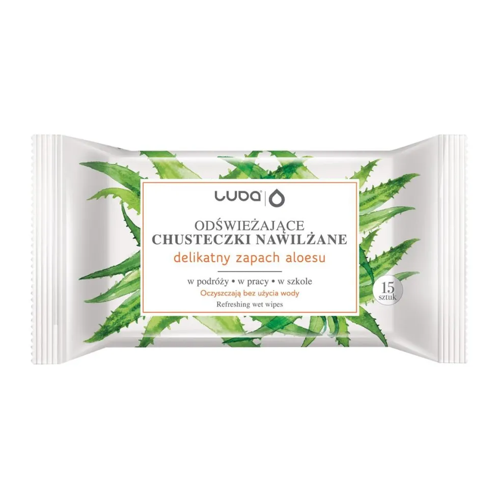 Luba Odświeżające chusteczki nawilżane Aloes 15szt