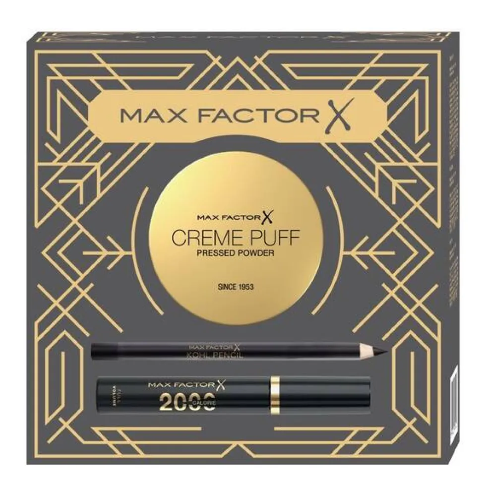 Max Factor Zestaw prasowany puder do twarzy 14g + pogrubiający tusz do rzęs 9ml + kredka do oczu 4g