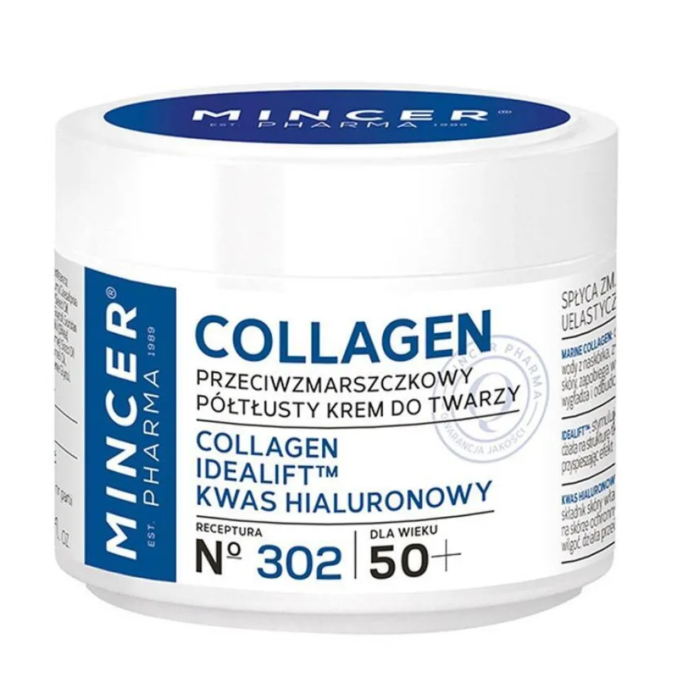 Mincer Pharma Collagen 50+ przeciwzmarszczkowy półtłusty krem do twarzy No.302 50ml