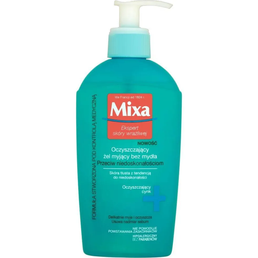 MIXA Oczyszczający żel myjący bez mydła przeciw niedoskonałościom 200ml