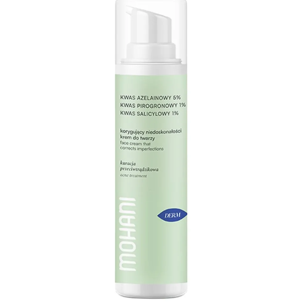 Mohani Derm krem korygujący do cery trądzikowej z kwasem azelainowym 5% kwasem pirogronowym 1% i kwasem salicylowym 1% 50ml