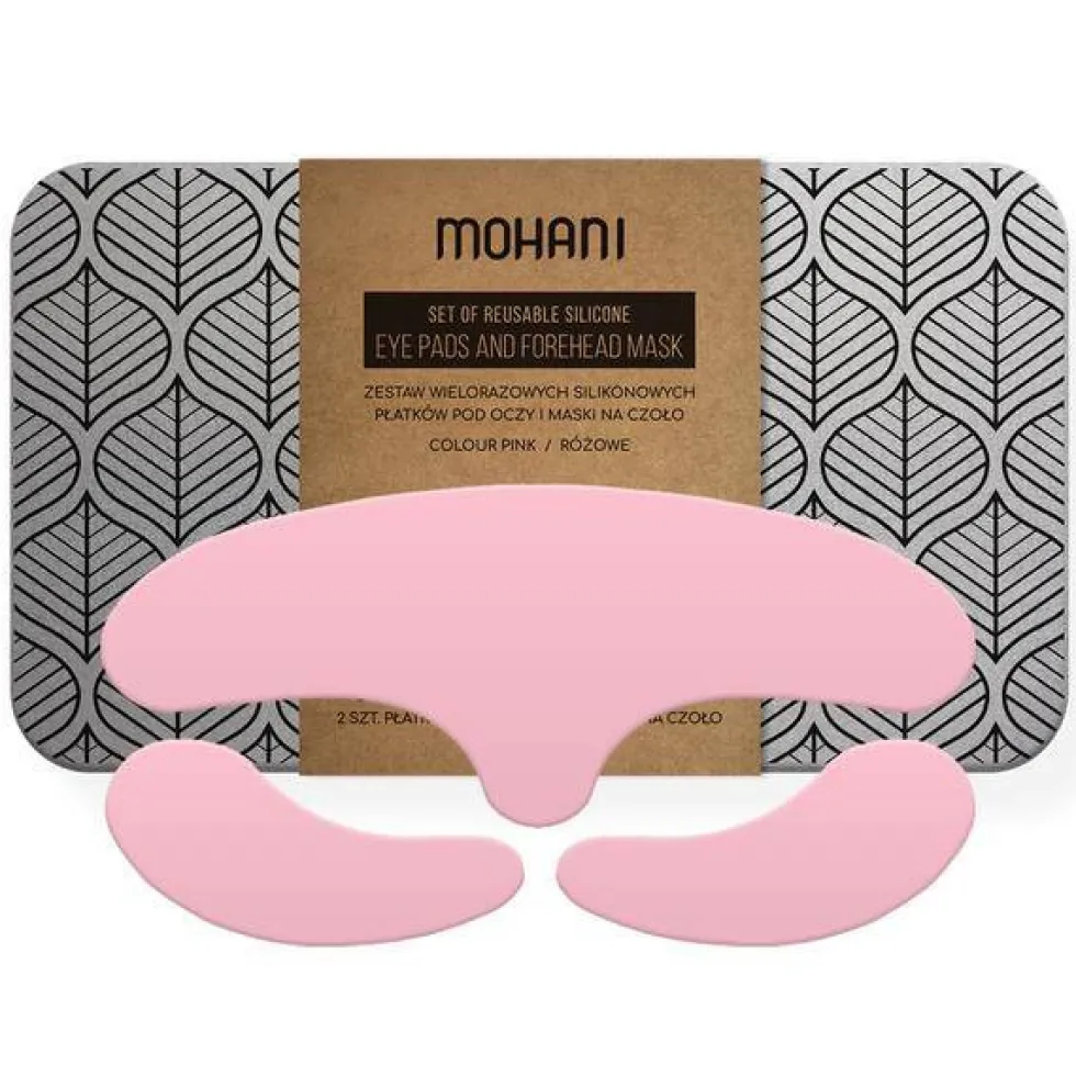 Mohani Wielorazowe płatki silikonowe pod oczy i maska na czoło Pink
