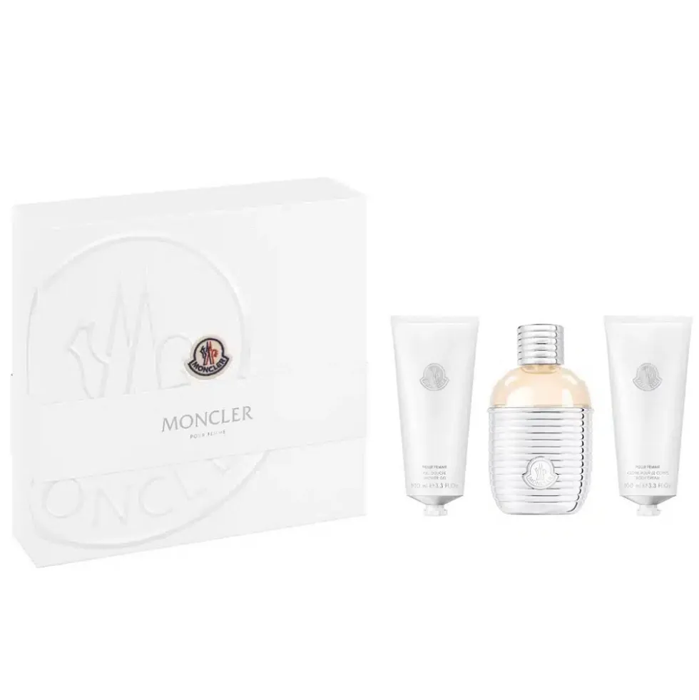 Moncler Pour Femme zestaw woda perfumowana spray 100ml + żel pod prysznic 100ml + krem do ciała 100ml