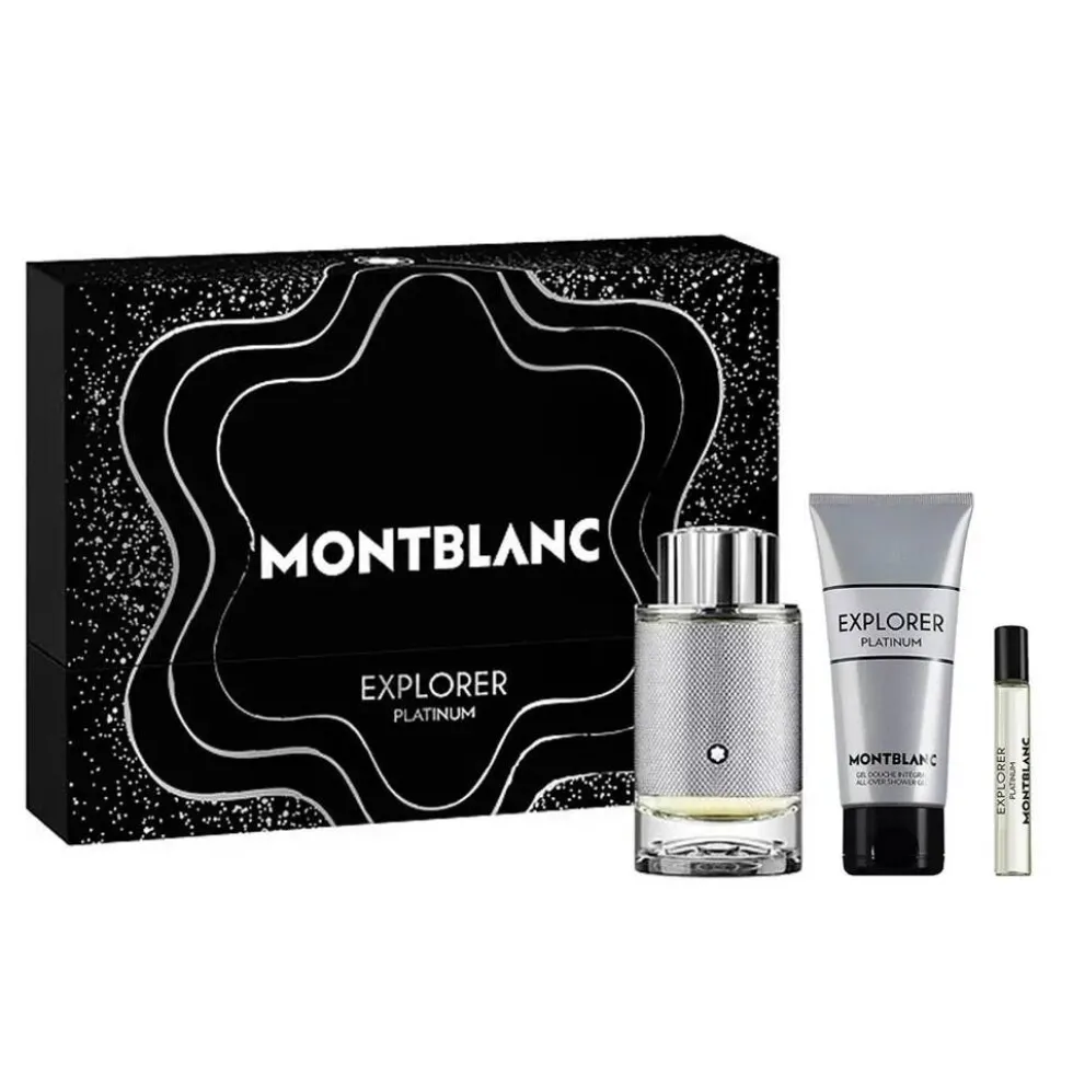 Mont Blanc Explorer Platinum zestaw woda perfumowana spray 100ml + miniatura wody perfumowanej 7.5ml + żel pod prysznic 100ml
