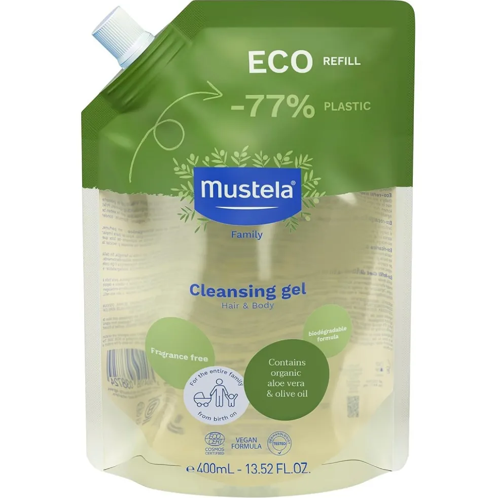 Mustela Organic Cleansing Gel organiczny żel do mycia ciała i włosów refill 400ml