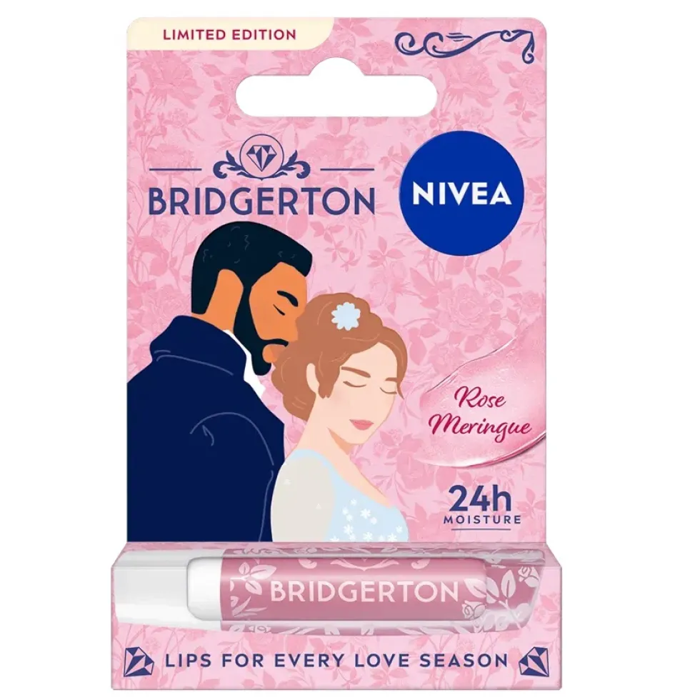 Nivea Bridgerton Edition Daphne&Simon pielęgnująca pomadka do ust Rose Meringue 4.8g