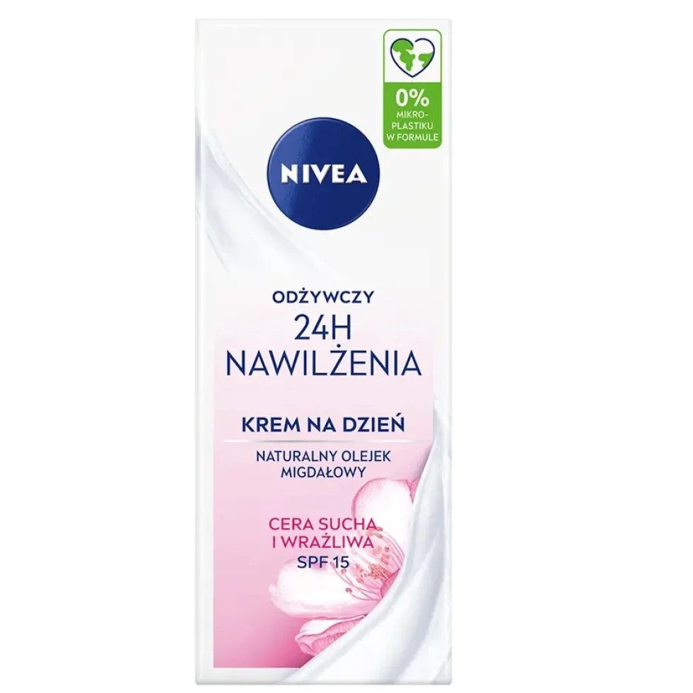 Nivea 24H Nawilżenia odżywczy krem na dzień cera sucha i wrażliwa SPF15 50ml