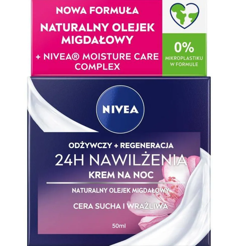 Nivea 24H Nawilżenia+Regeneracja odżywczy krem na noc cera sucha i wrażliwa 50ml