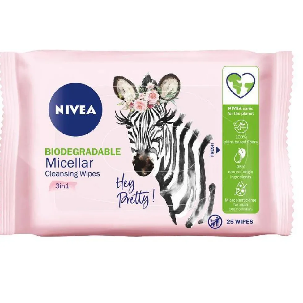 Nivea MicellAir Skin Breathe 3w1 biodegradowalne pielęgnujące micelarne chusteczki do demakijażu 25szt.