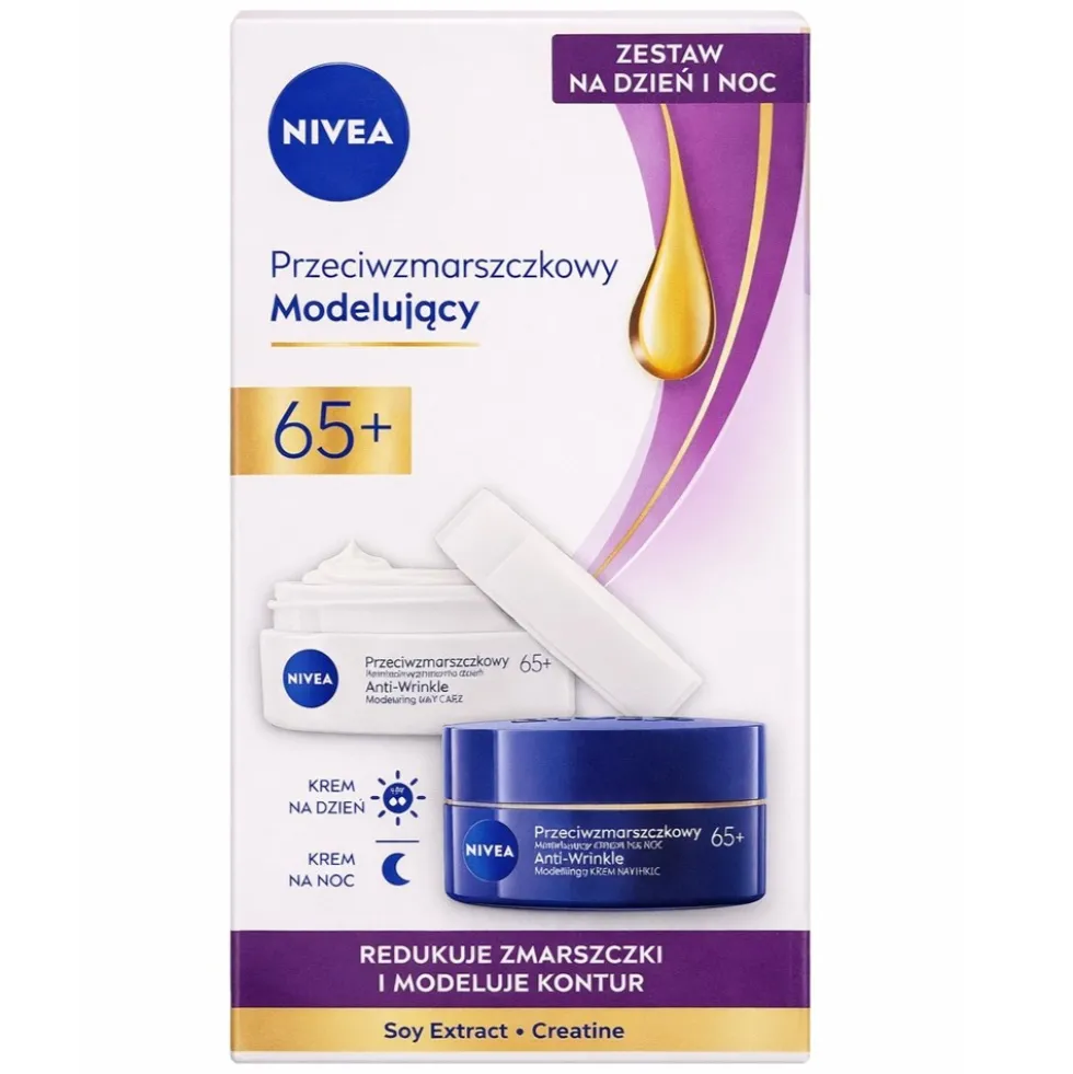Nivea Przeciwzmarszczkowy + Modelujący zestaw krem do twarzy na dzień i noc 2x50ml