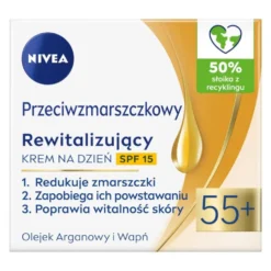 Nivea Przeciwzmarszczkowy + Rewitalizujący krem na dzień SPF15 55+ 50ml