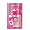 Nuxe Ready Go Glow zestaw suchy olejek regenerujący 10ml + nawilżające serum powiększające usta 8ml + gumka do włosów