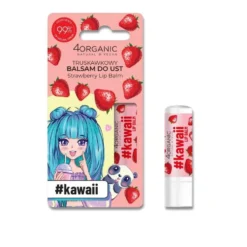4organic #Kawaii naturalny balsam do ust Strawberry 5g