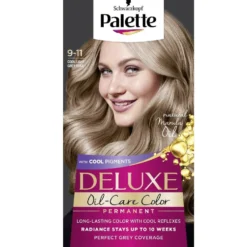 Palette Deluxe Oil-Care Color farba do włosów trwale koloryzująca z mikroolejkami 9-11 Chłodny Lekki Różany Blond