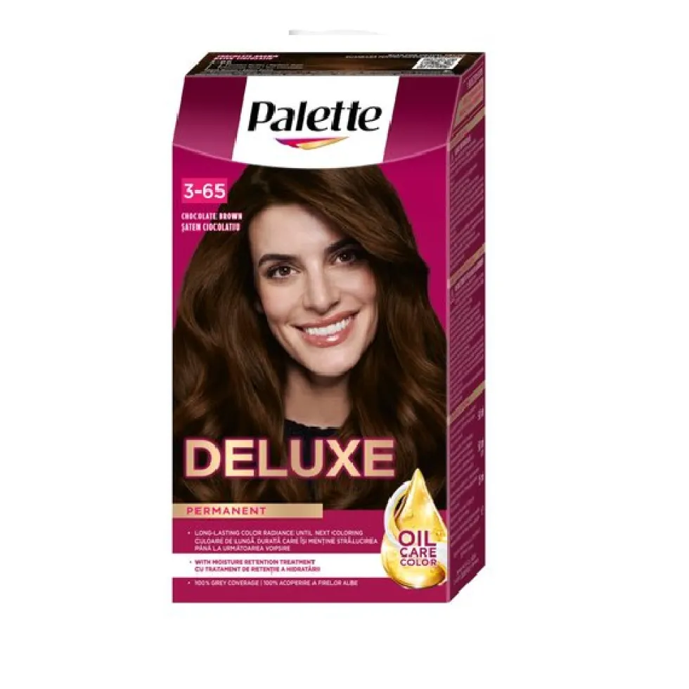 Palette Deluxe Oil-Care Color farba do włosów trwale koloryzująca z mikroolejkami 750 (3-65) Czekoladowy Brąz