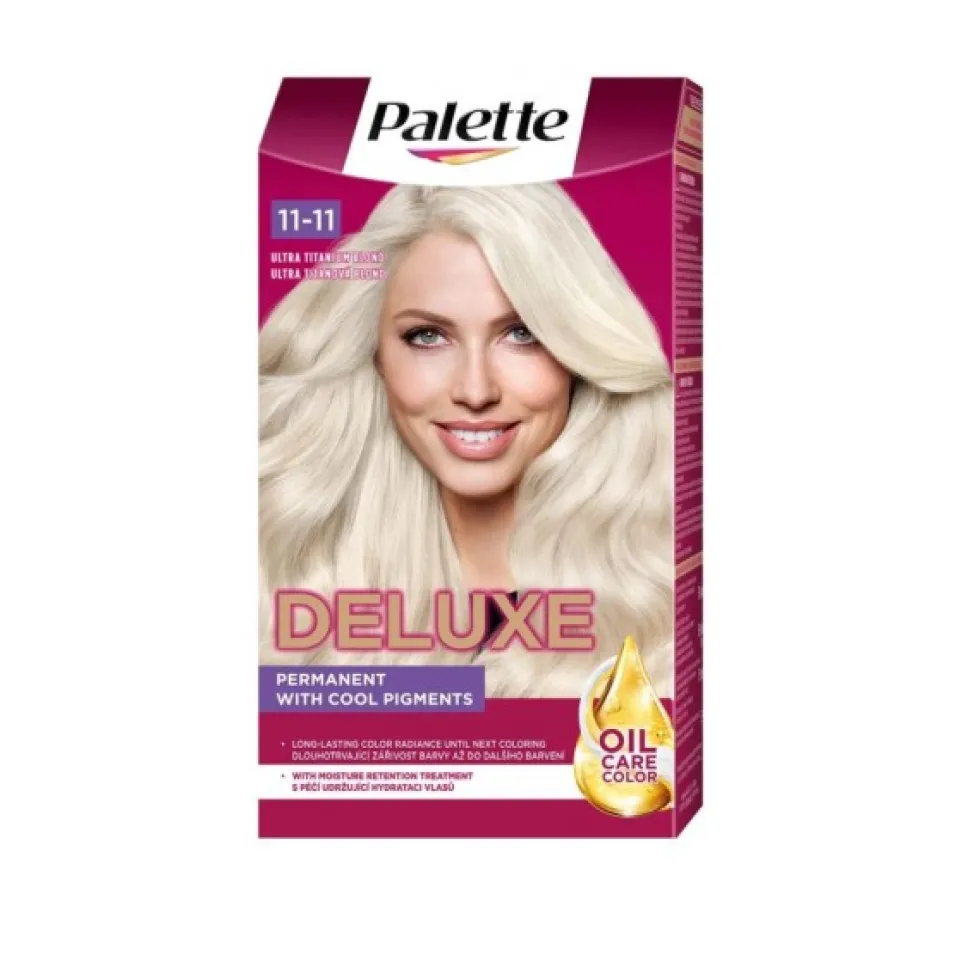Palette Deluxe Oil-Care Color farba do włosów trwale koloryzująca z mikroolejkami U71 Mroźne Srebro