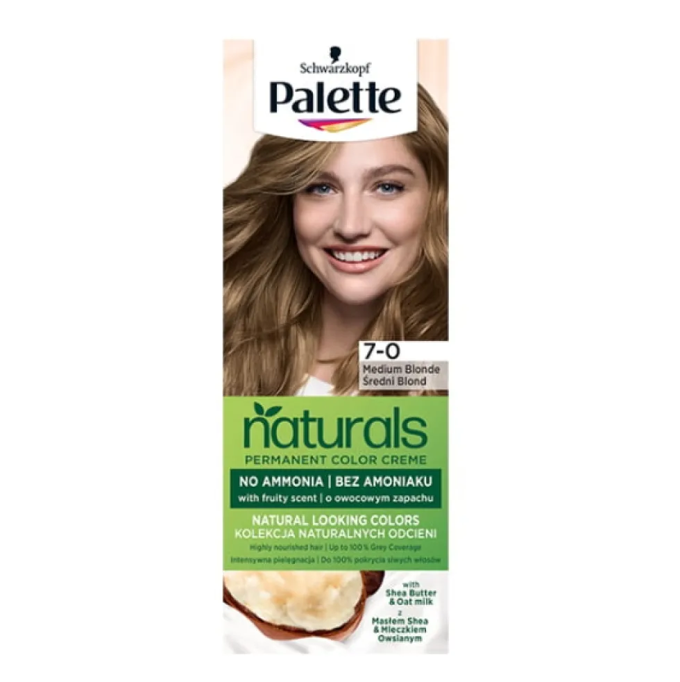 Palette Permanent Naturals Color Creme farba do włosów trwale koloryzująca 7-0 Średni Blond