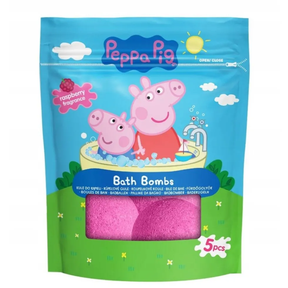 Peppa Pig Bath Bombs musujące kule do kąpieli Malina 5x50g